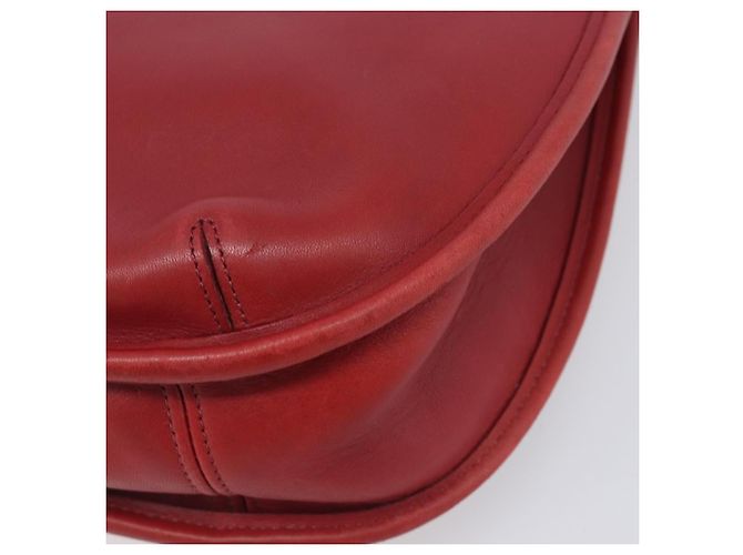 Bolsa de Ombro Coach em Couro Vermelho e Ouro Auth 205341A Dourado - vista 9