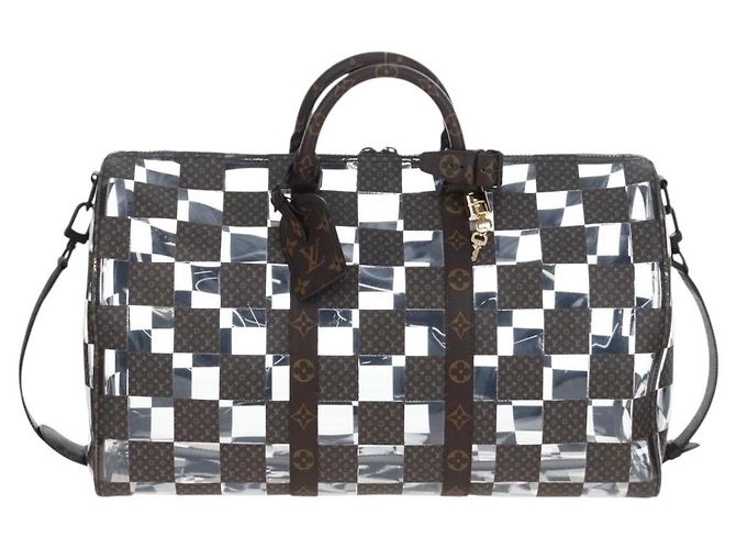Borsa LOUIS VUITTON Monogram Chess Keepall Bandouliere 50 M20864 LV Auth 204498SM Monogramma - vista 13