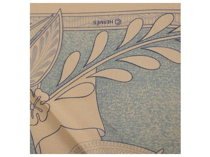 Hermès HERMES Carré 90 Seidentuch Beige Hellblau "Les chants du Henna" Auth ki6863M - Ansicht 11