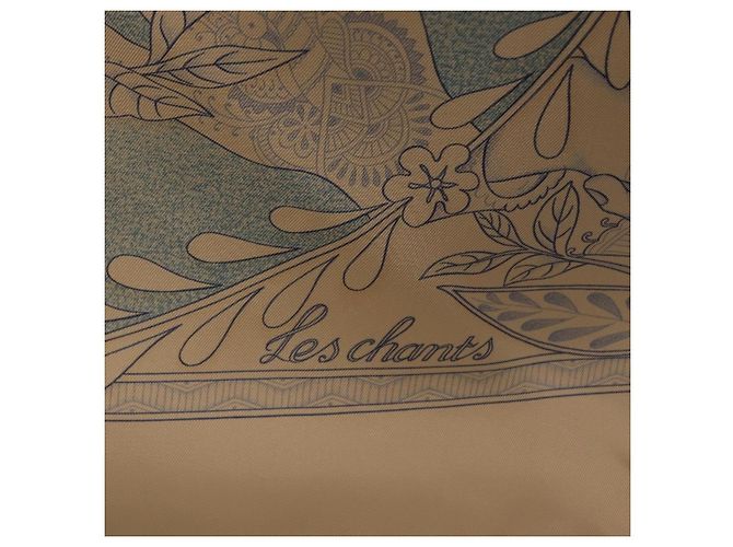 Hermès HERMES Carré 90 Seidentuch Beige Hellblau "Les chants du Henna" Auth ki6863M - Ansicht 12