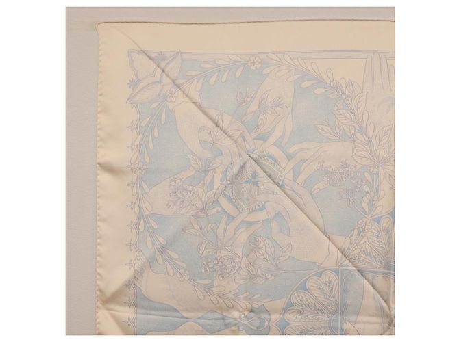 Hermès HERMES Carré 90 Seidentuch Beige Hellblau "Les chants du Henna" Auth ki6863M - Ansicht 15