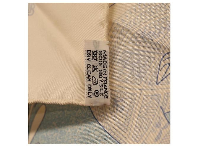 Hermès HERMES Carré 90 Seidentuch Beige Hellblau "Les chants du Henna" Auth ki6863M - Ansicht 24