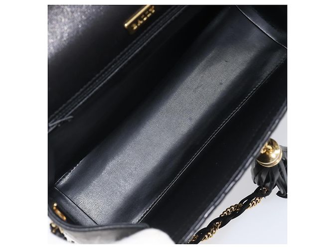 Bally Schultertasche mit Kette aus Leder Schwarz Gold Authentisch 206785A Golden - Ansicht 11