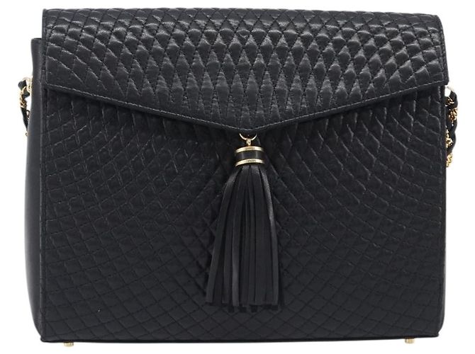 Bally Schultertasche mit Kette aus Leder Schwarz Gold Authentisch 206785A Golden - Ansicht 13
