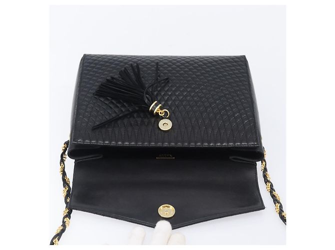 Bally Schultertasche mit Kette aus Leder Schwarz Gold Authentisch 206785A Golden - Ansicht 18