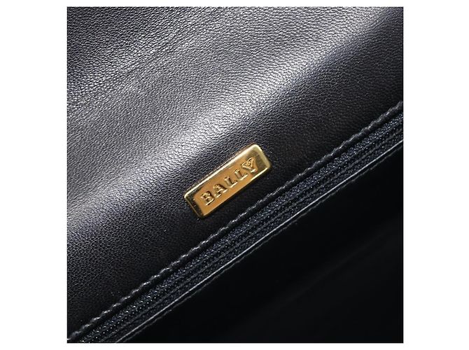 Bally Schultertasche mit Kette aus Leder Schwarz Gold Authentisch 206785A Golden - Ansicht 19