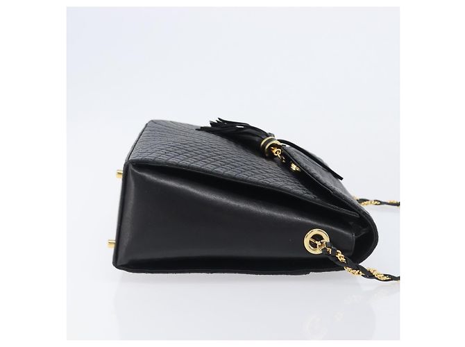 Bally Schultertasche mit Kette aus Leder Schwarz Gold Authentisch 206785A Golden - Ansicht 3