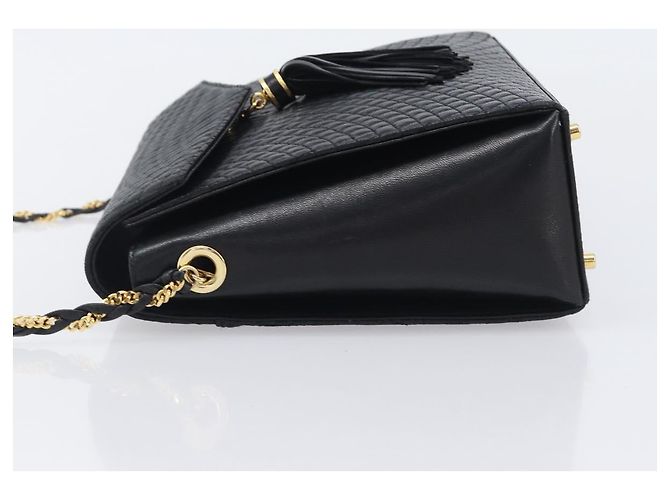 Bally Schultertasche mit Kette aus Leder Schwarz Gold Authentisch 206785A Golden - Ansicht 4