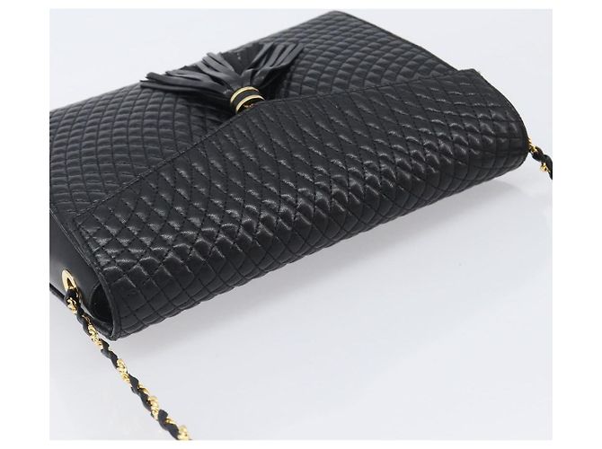 Bally Schultertasche mit Kette aus Leder Schwarz Gold Authentisch 206785A Golden - Ansicht 6