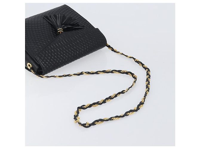 Bally Schultertasche mit Kette aus Leder Schwarz Gold Authentisch 206785A Golden - Ansicht 7