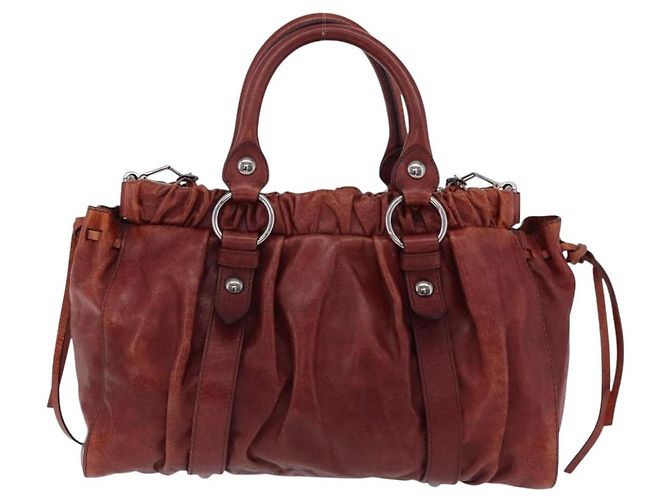 Borsa a mano Miu Miu in pelle 2way marrone argento autentica 167652M - Ansicht 2