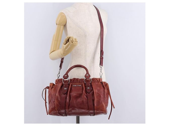 Borsa a mano Miu Miu in pelle 2way marrone argento autentica 167652M - Ansicht 28