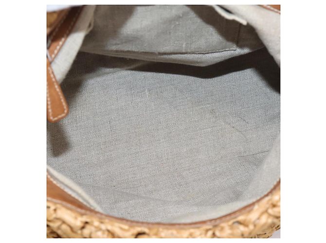 Borsa a Mano Miu Miu Raffia 2way Brown Silver Auth 167658M Marrone Argento - vista 10