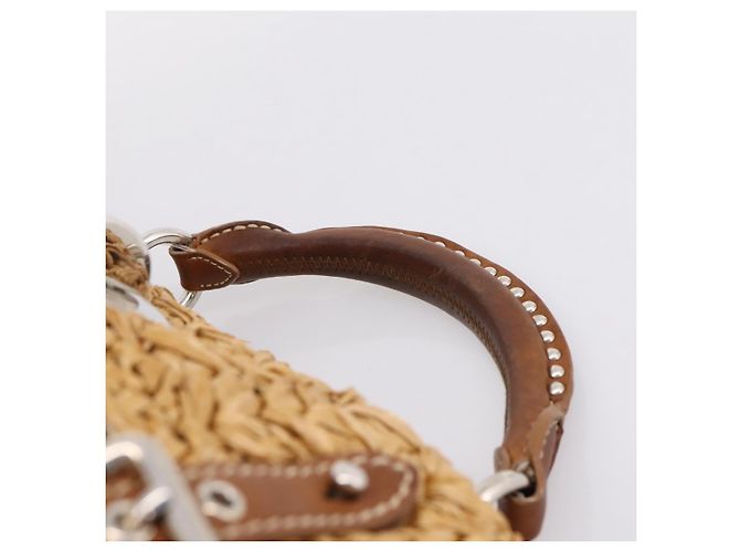 Borsa a Mano Miu Miu Raffia 2way Brown Silver Auth 167658M Marrone Argento - vista 14