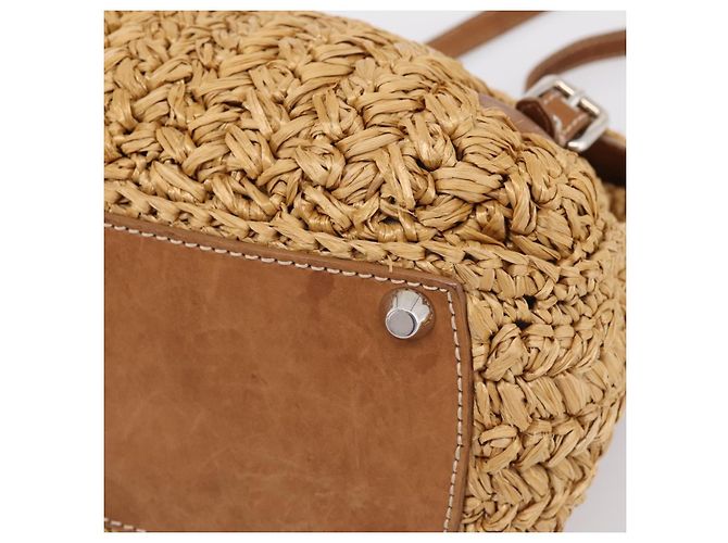 Borsa a Mano Miu Miu Raffia 2way Brown Silver Auth 167658M Marrone Argento - vista 16