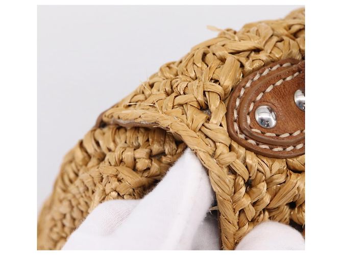 Borsa a Mano Miu Miu Raffia 2way Brown Silver Auth 167658M Marrone Argento - vista 22