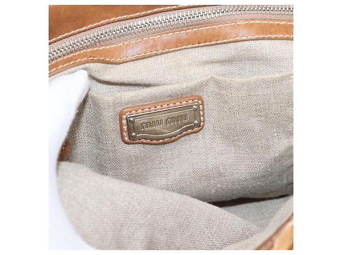 Borsa a Mano Miu Miu Raffia 2way Brown Silver Auth 167658M Marrone Argento - vista 23