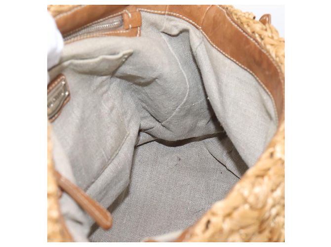 Borsa a Mano Miu Miu Raffia 2way Brown Silver Auth 167658M Marrone Argento - vista 24