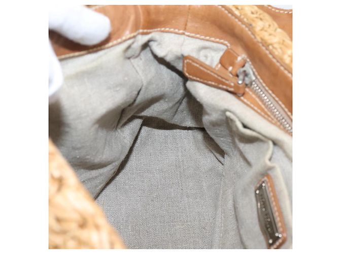 Borsa a Mano Miu Miu Raffia 2way Brown Silver Auth 167658M Marrone Argento - vista 25