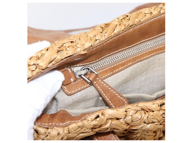 Borsa a Mano Miu Miu Raffia 2way Brown Silver Auth 167658M Marrone Argento - vista 26