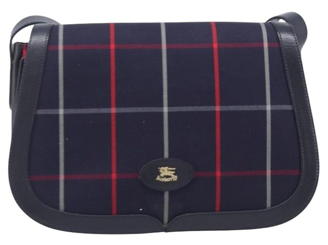 Borsa a tracolla Burberrys Nova Check Canvas Navy Gold Auth 205448 D'oro Blu navy - vista 13