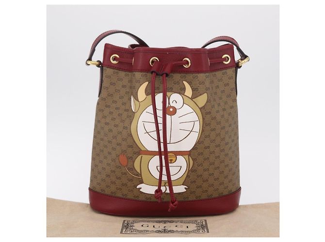 GUCCI Micro GG Doraemon Schultertasche PVC Beige Goldfarben 655597 Auth LN026M - Ansicht 12