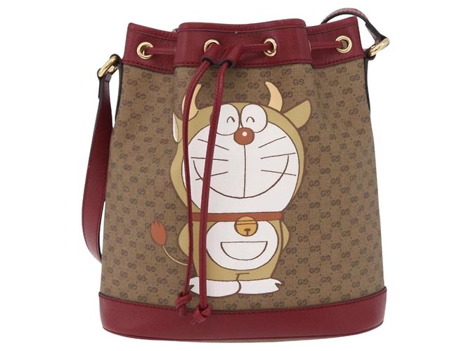GUCCI Micro GG Doraemon Schultertasche PVC Beige Goldfarben 655597 Auth LN026M - Ansicht 13