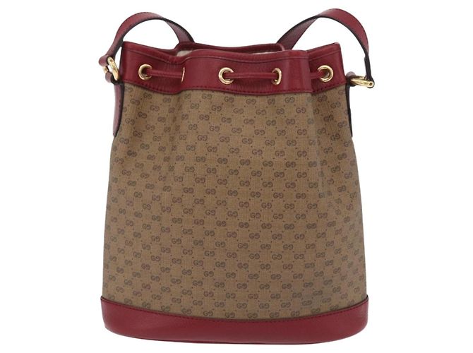GUCCI Micro GG Doraemon Schultertasche PVC Beige Goldfarben 655597 Auth LN026M - Ansicht 2