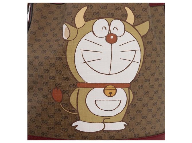 GUCCI Micro GG Doraemon Schultertasche PVC Beige Goldfarben 655597 Auth LN026M - Ansicht 21