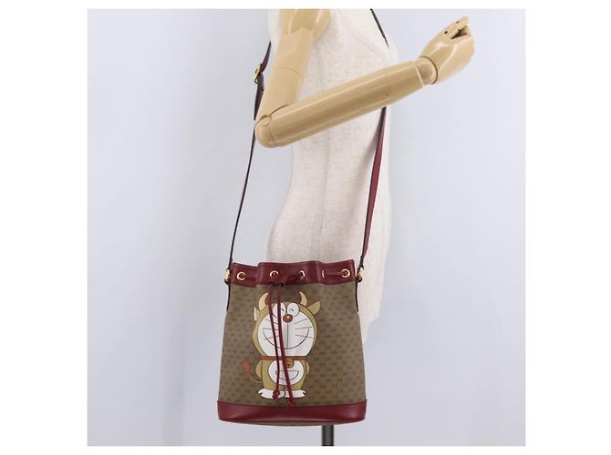 GUCCI Micro GG Doraemon Schultertasche PVC Beige Goldfarben 655597 Auth LN026M - Ansicht 25