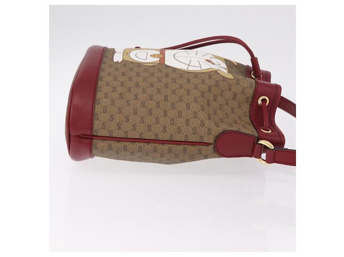 GUCCI Micro GG Doraemon Schultertasche PVC Beige Goldfarben 655597 Auth LN026M - Ansicht 3
