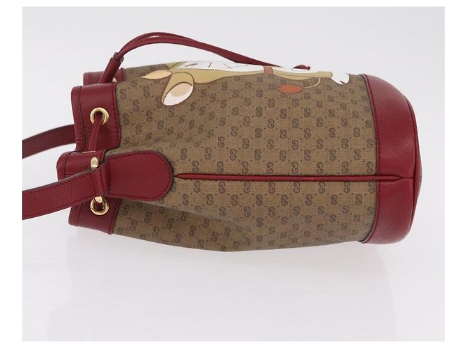 GUCCI Micro GG Doraemon Schultertasche PVC Beige Goldfarben 655597 Auth LN026M - Ansicht 4