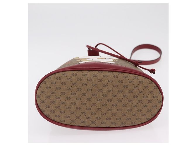 GUCCI Micro GG Doraemon Schultertasche PVC Beige Goldfarben 655597 Auth LN026M - Ansicht 5