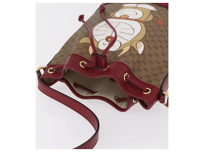 GUCCI Micro GG Doraemon Schultertasche PVC Beige Goldfarben 655597 Auth LN026M - Ansicht 6
