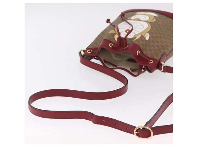 GUCCI Micro GG Doraemon Schultertasche PVC Beige Goldfarben 655597 Auth LN026M - Ansicht 7