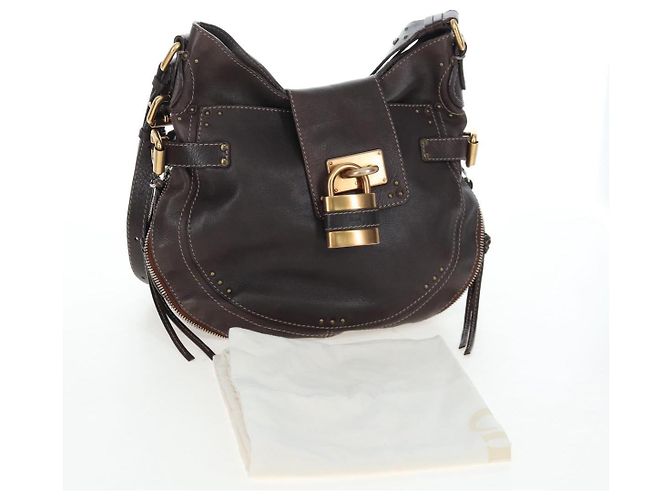 Chloé Chloe Paddington Shoulder Bag Leder 2way Braun Gold Silber Auth BA16069V Golden - Ansicht 12