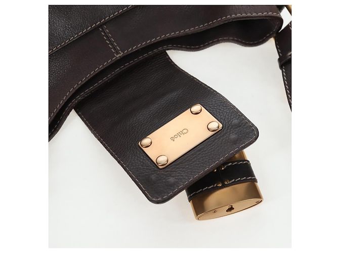 Chloé Chloe Paddington Shoulder Bag Leder 2way Braun Gold Silber Auth BA16069V Golden - Ansicht 22