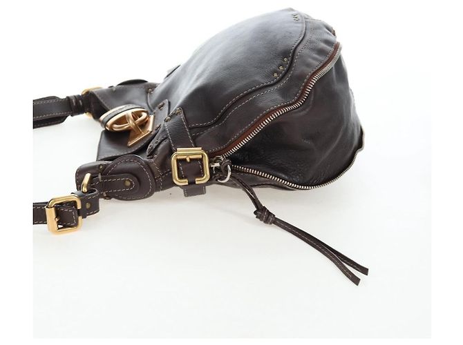Chloé Chloe Paddington Shoulder Bag Leder 2way Braun Gold Silber Auth BA16069V Golden - Ansicht 3