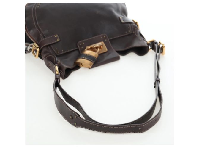 Chloé Chloe Paddington Shoulder Bag Leder 2way Braun Gold Silber Auth BA16069V Golden - Ansicht 7