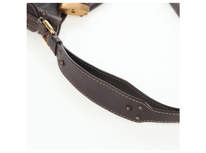 Chloé Chloe Paddington Shoulder Bag Leder 2way Braun Gold Silber Auth BA16069V Golden - Ansicht 8