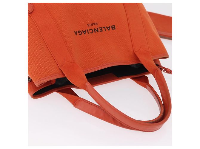 Borsa Balenciaga Navy Cabas S Tote Bag Canvas Orange Silver 339933 Auth BA16102 Argento Arancione - vista 15