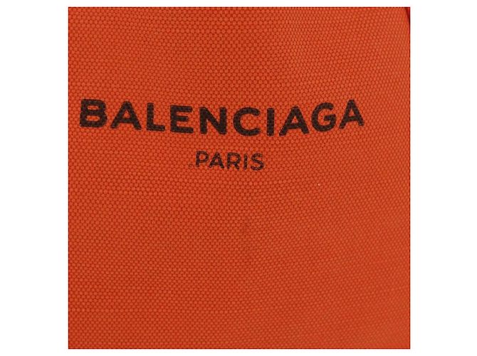 Borsa Balenciaga Navy Cabas S Tote Bag Canvas Orange Silver 339933 Auth BA16102 Argento Arancione - vista 2
