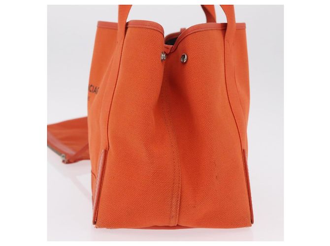 Borsa Balenciaga Navy Cabas S Tote Bag Canvas Orange Silver 339933 Auth BA16102 Argento Arancione - vista 4