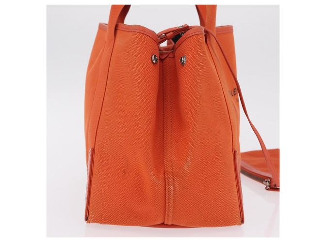 Borsa Balenciaga Navy Cabas S Tote Bag Canvas Orange Silver 339933 Auth BA16102 Argento Arancione - vista 6