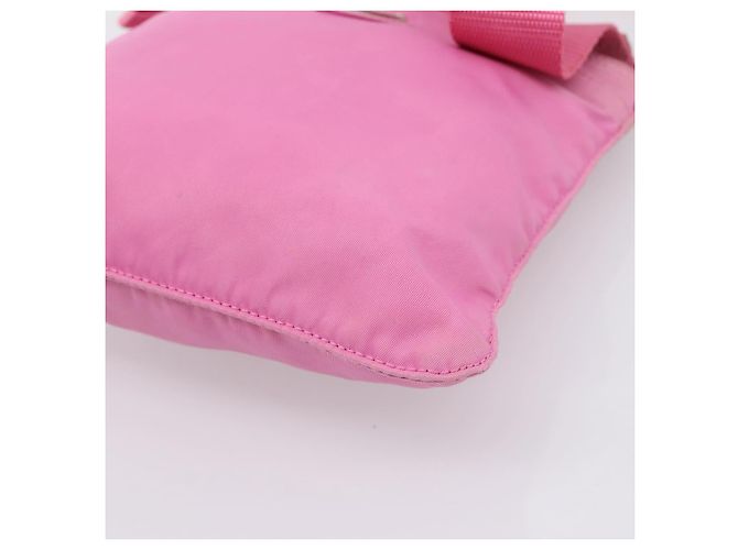 Bolsa de Ombro PRADA Nylon Rosa Prata Auth 207599A - vista 14