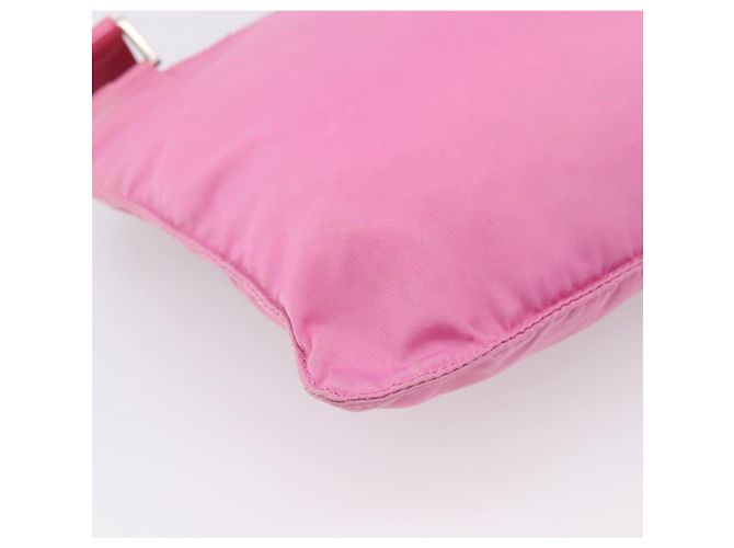 Bolsa de Ombro PRADA Nylon Rosa Prata Auth 207599A - vista 17