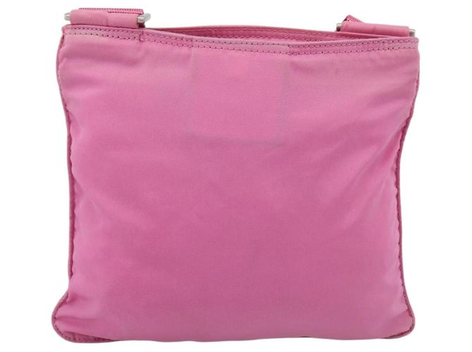 Bolsa de Ombro PRADA Nylon Rosa Prata Auth 207599A - vista 2