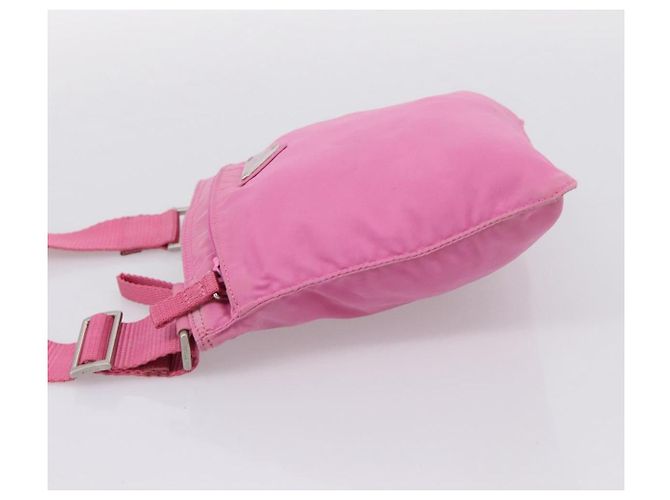 Bolsa de Ombro PRADA Nylon Rosa Prata Auth 207599A - vista 3