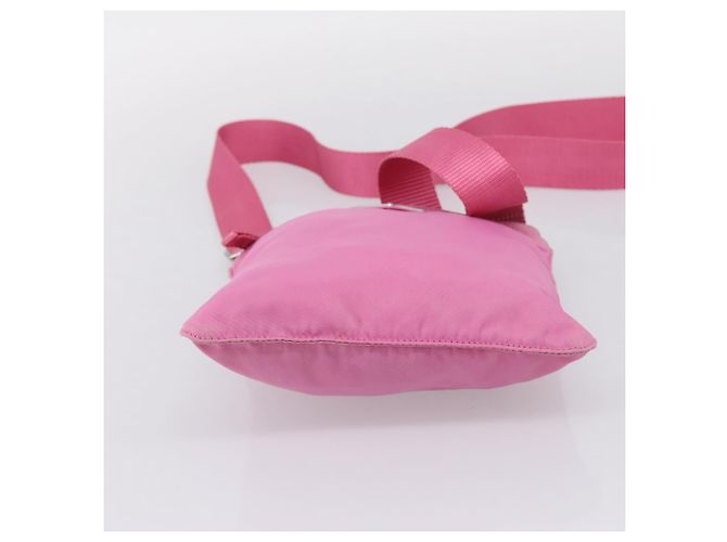 Bolsa de Ombro PRADA Nylon Rosa Prata Auth 207599A - vista 5