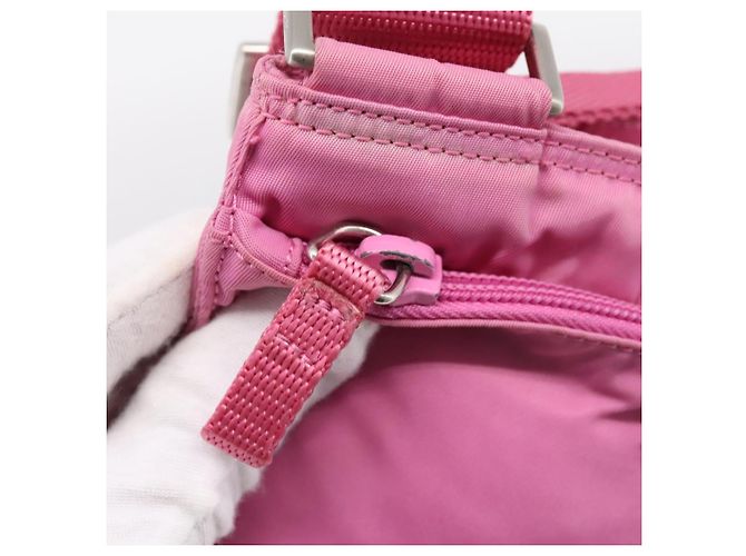 Bolsa de Ombro PRADA Nylon Rosa Prata Auth 207599A - vista 9